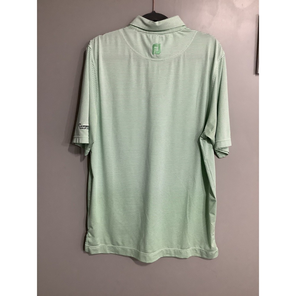 FootJoy Men's Short Sleeve Cambridge GC Logo Green Striped Golf‎ Polo Shirt Lg. - Picture 3 of 8